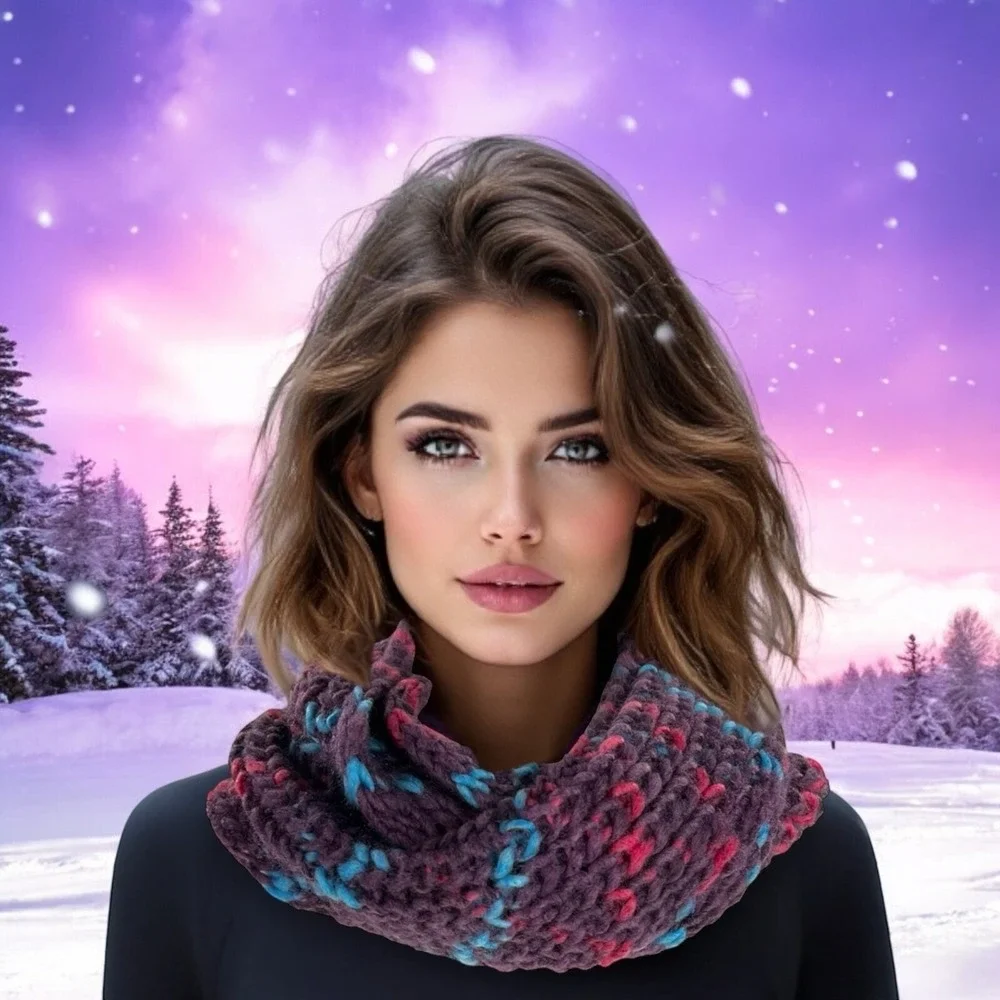 Earthbound Women's Purple Ribbed Crochet Knit Mobius Infinity Scarf 55